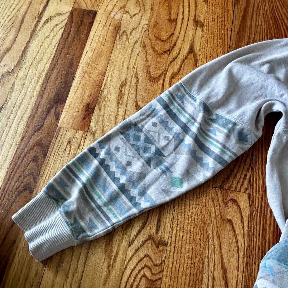 Neff Gray and Teal Aztec Patterned Hoodie - Medium - Picture 9 of 10